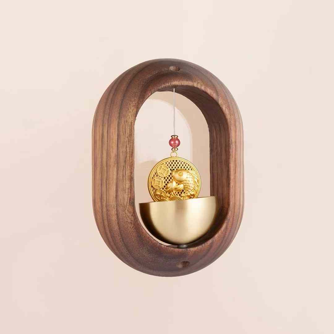 Lucky Cat Wooden Shopkeepers Bell Wind Chime for Door Opening Decorative Hanging 